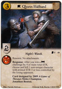 Qhorin Halfhand - Lords Of Winter - Game Of Thrones Lcg - Game Of 